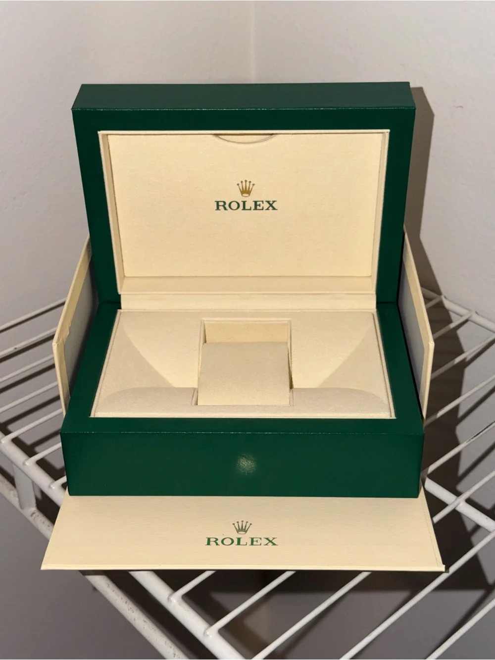 Rolex box green cream new after market inner outer medium size